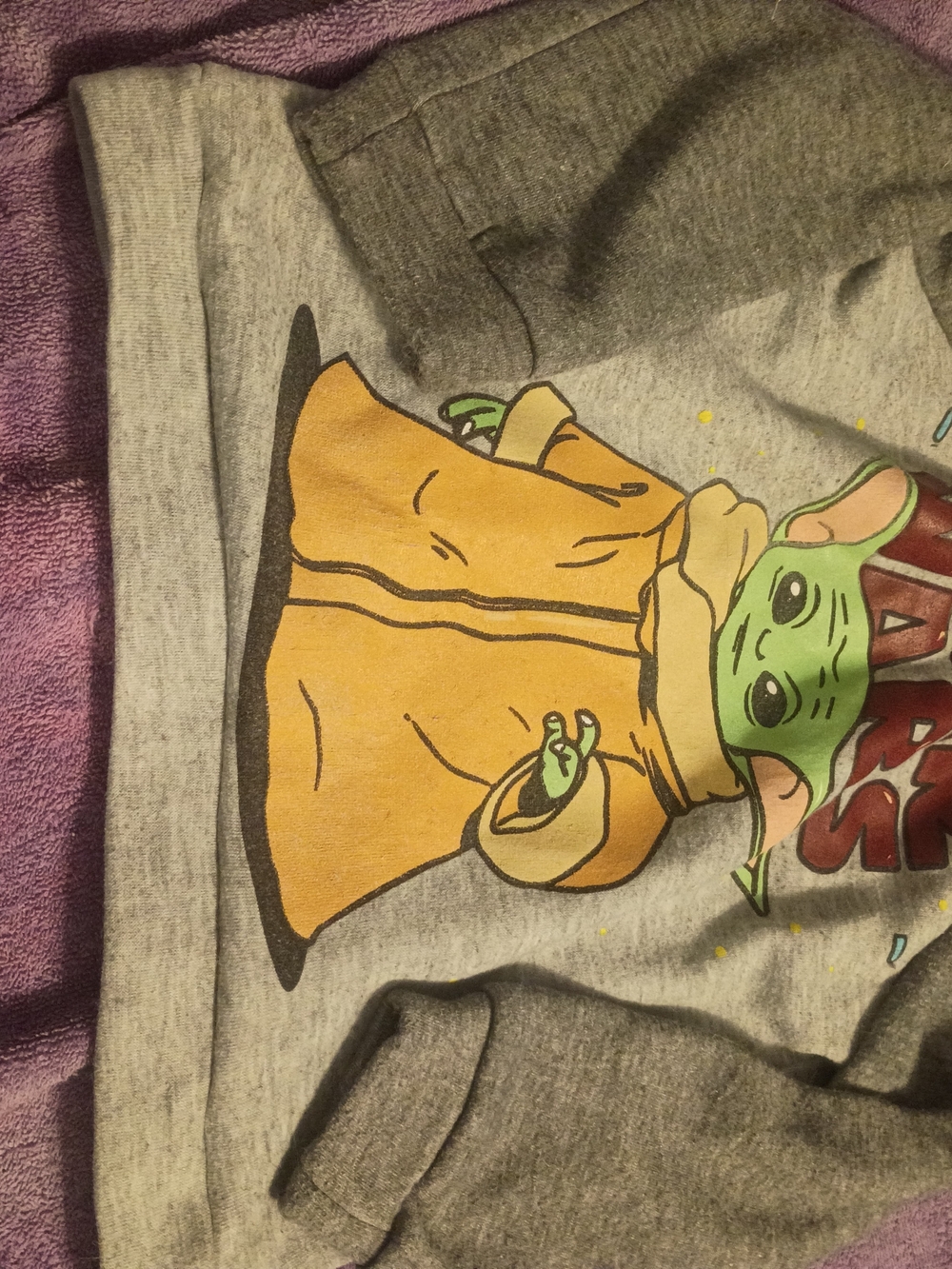 Star Wars Baby Yoda Grey Kids Sweatshirt with Yellow Coat Graphic